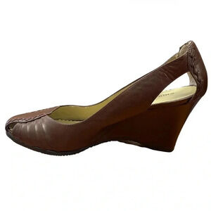 Chinese Laundry Brown Wedge Leather Heels Size 9.5
